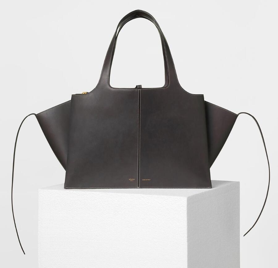 Celine 赛琳TRI-FOLD中号灰色柔软天然小牛皮肩背包