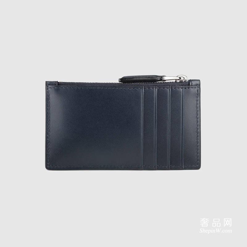 Gucci Signature 蓝色修长皮革卡包 拉链袋435366 CWC1R 4009