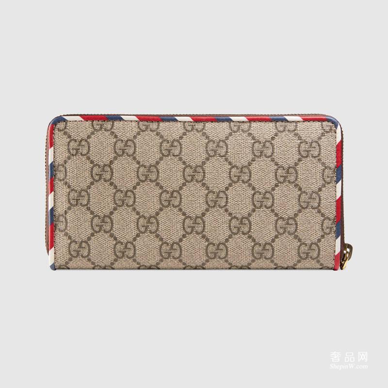 Gucci Courrier GG Supreme帆布全拉链皮夹473909 K9GQT 8899