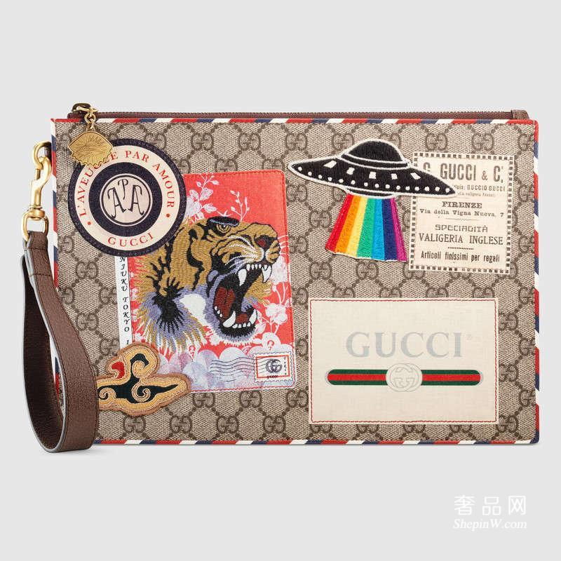 Gucci Courrier GG Supreme高级人造革手拿包 473915 K9GQT 8899