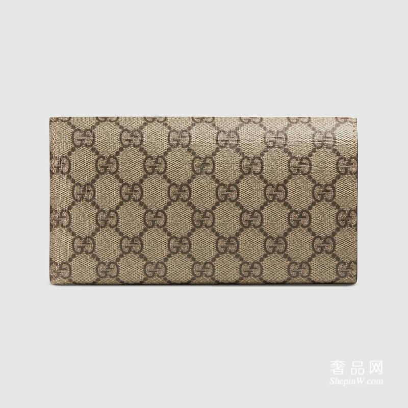 Gucci GG Supreme高级人造帆布长款皮夹476421 K8KUT 9778