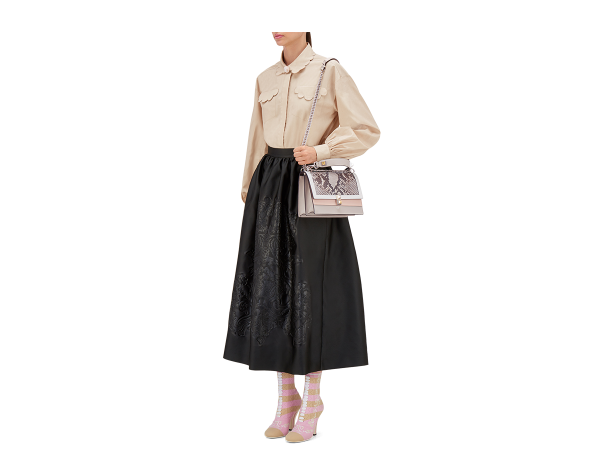 Fendi KAN I手袋中号 2017春夏时装秀 白色和粉红色皮革手袋