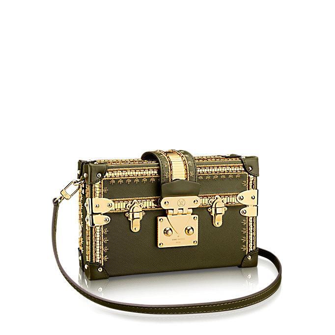 Louis Vuitton PETITE MALLE金线绣于柔滑的缎面小牛皮手袋M54765
