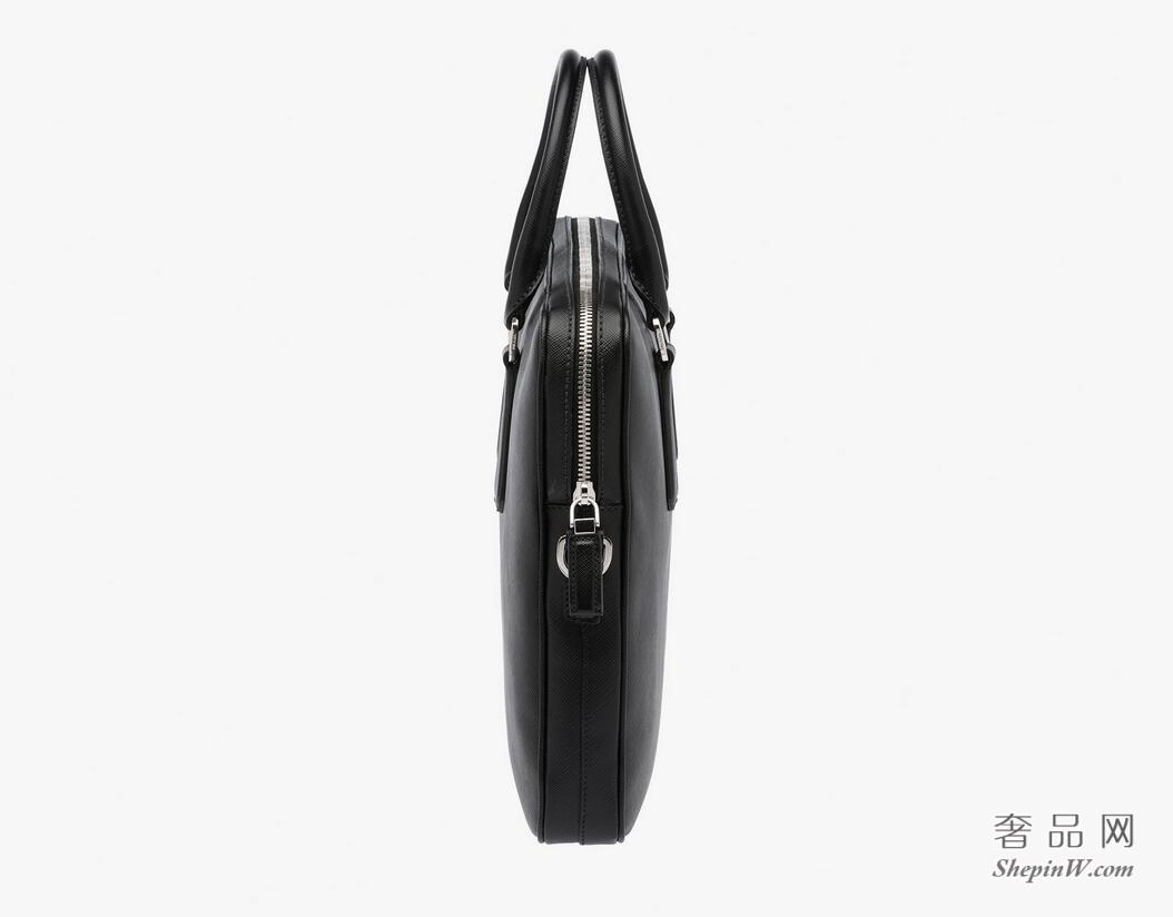 Prada 黑色Saffiano 皮革公文包2VE368_9Z2_F0002