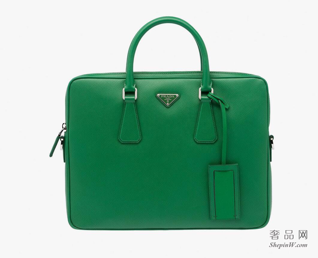 Prada 绿色Saffiano公文包 2VE368_9Z2_F0089