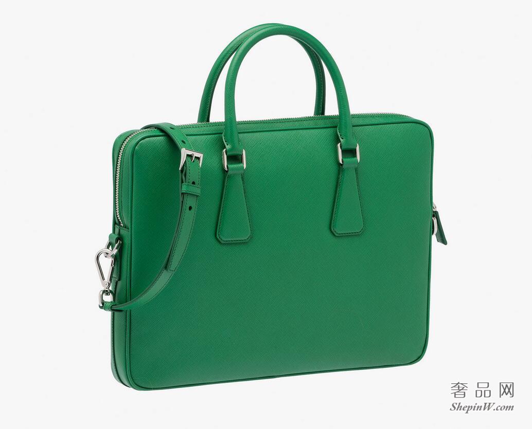 Prada 绿色Saffiano公文包 2VE368_9Z2_F0089