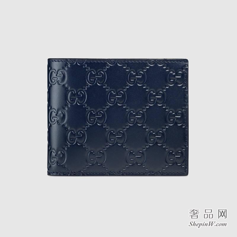 蓝色Gucci Signature真皮皮夹406693 CWC1R 4009