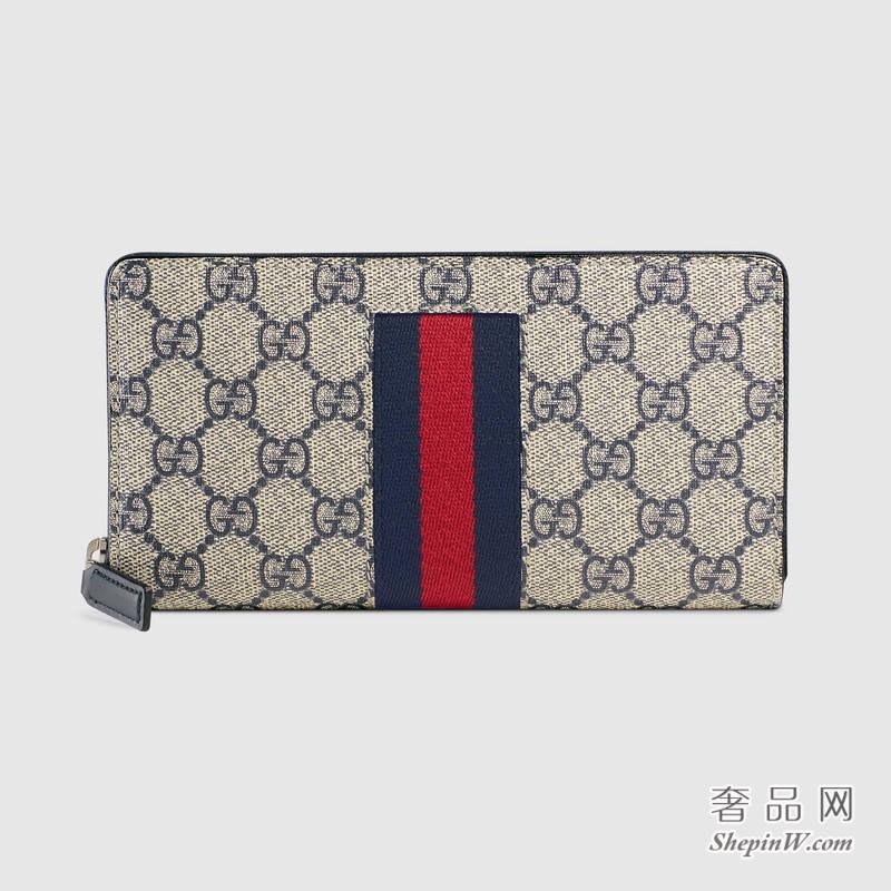 Gucci GG Supreme高级人造帆布织带全拉链式皮夹408831 KHN4N 4080