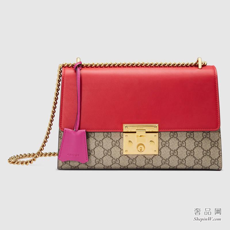 Gucci Padlock GG Supreme 肩背包 409486 KLQIG 9784