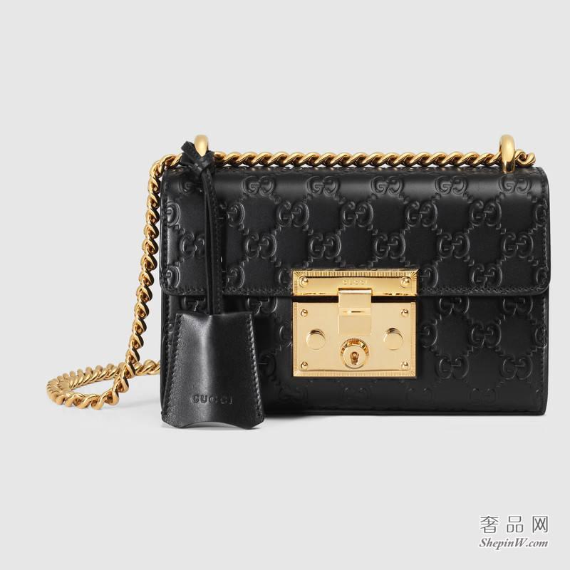 Gucci Padlock Gucci Signature 黑色肩背包409487 CWC1G 1000