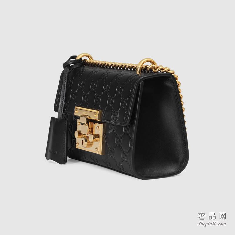 Gucci Padlock Gucci Signature 黑色肩背包409487 CWC1G 1000