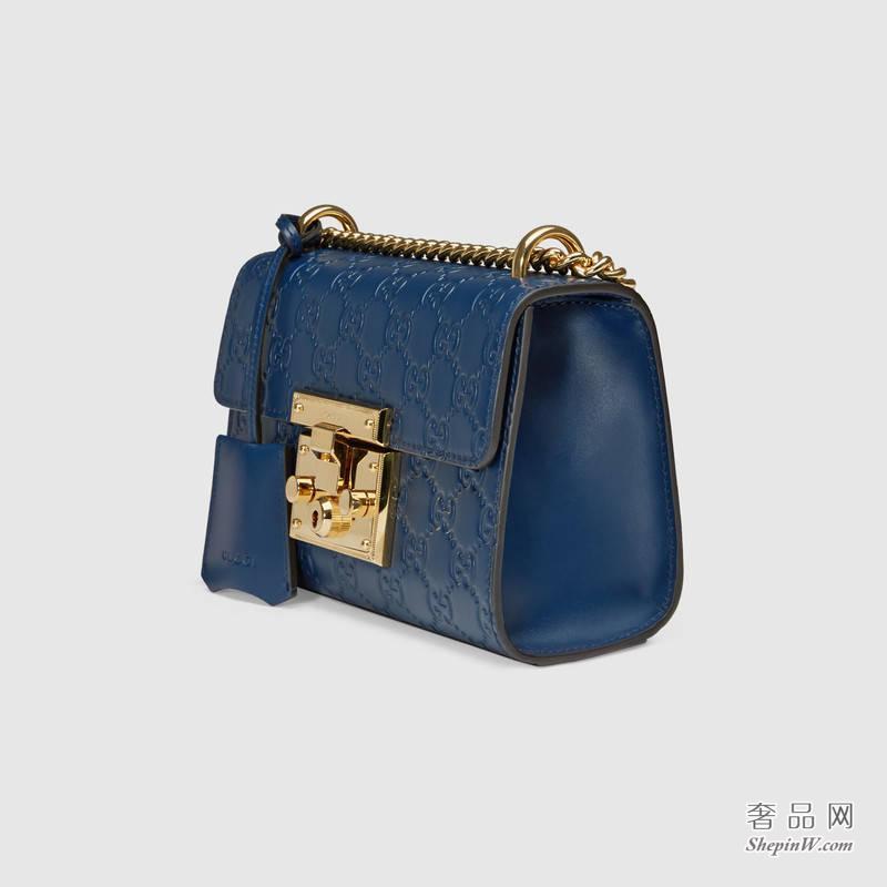 Gucci Padlock Gucci Signature 蓝色肩背包409487 CWC1G 4157