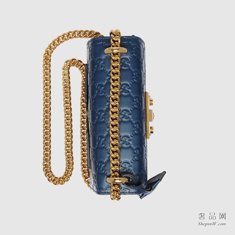 Gucci Padlock Gucci Signature 蓝色肩背包409487 CWC1G 4157