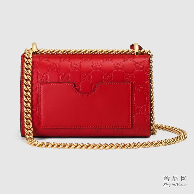 Gucci Padlock Gucci Signature 芙蓉红肩背包409487 CWC1G 6433