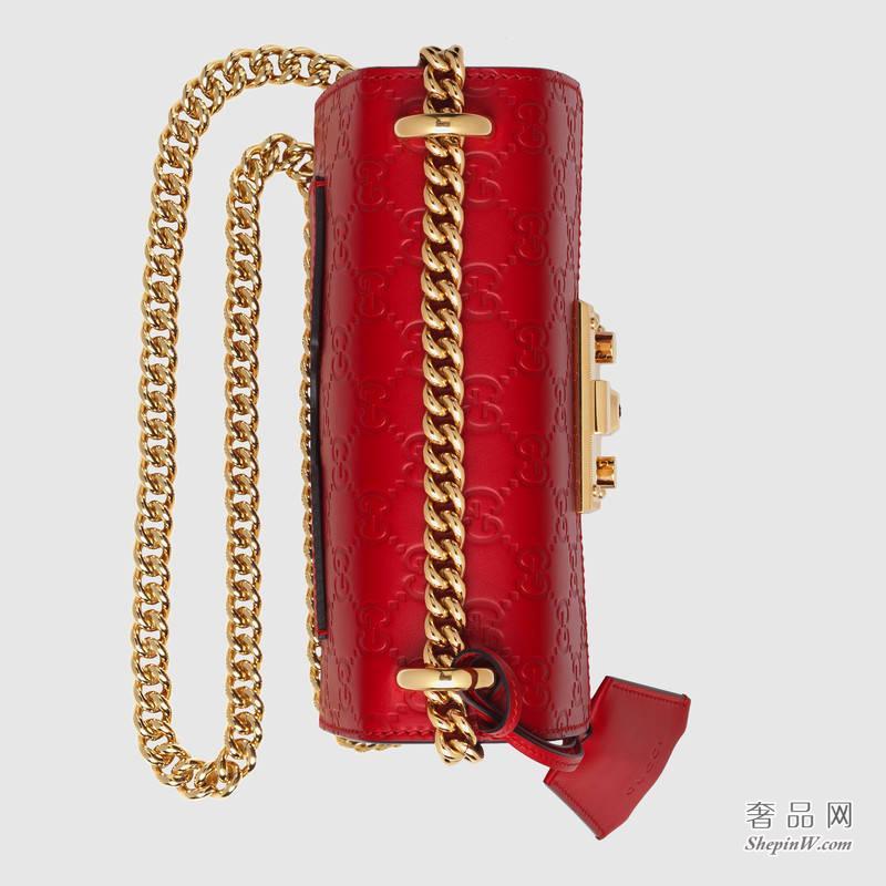 Gucci Padlock Gucci Signature 芙蓉红肩背包409487 CWC1G 6433