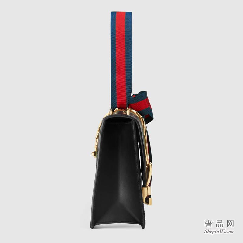 Gucci Sylvie真皮肩背包 黑色421882 CVLEG 8638