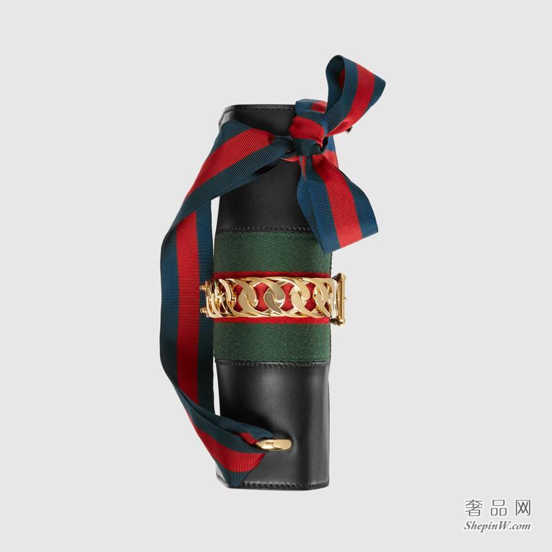 Gucci Sylvie真皮肩背包 黑色421882 CVLEG 8638