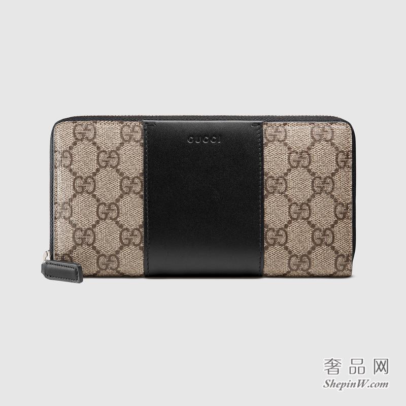 gucci古驰 GG Supreme高级人造帆布全拉链式皮夹451249 KGDHN 9769