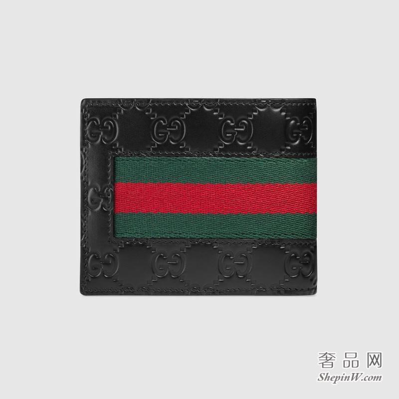 古驰 Gucci Signature织带皮夹459140 CWCLN 1060