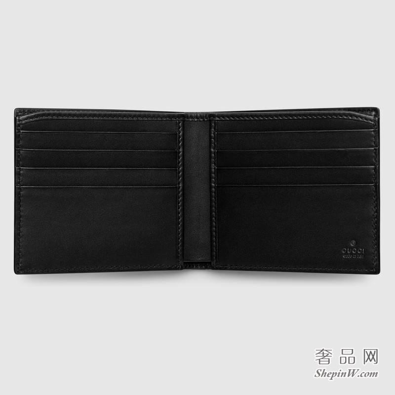 Gucci Signature黑色皮夹 金属GG双折钱包473916 CWC1N 1000