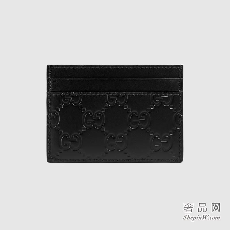 Gucci Signature黑色金属GG卡片夹 名片夹 473927 CWC1N 1000