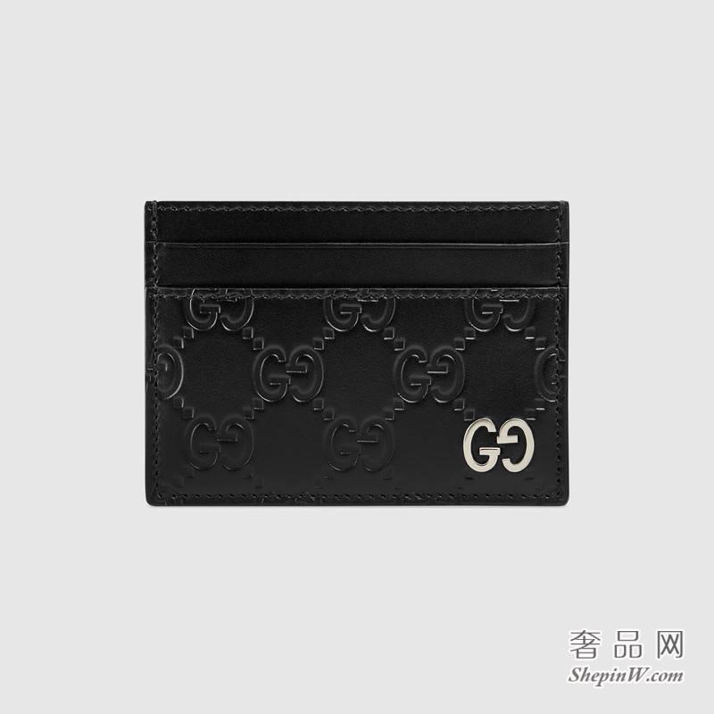 Gucci Signature黑色金属GG卡片夹 名片夹 473927 CWC1N 1000