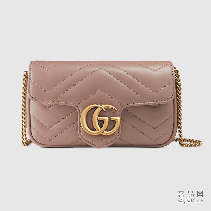 Gucci GG Marmont绗缝裸色真皮超迷你手袋 476433 DSVRT 5729