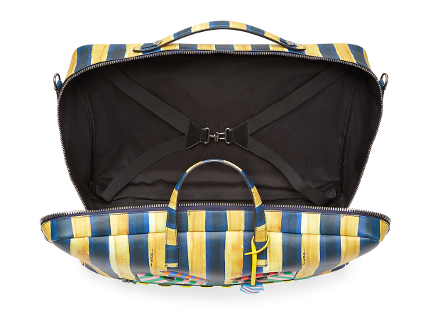 芬迪Fendi 长方形双色条纹图案浮雕多色贴花 男士旅行袋