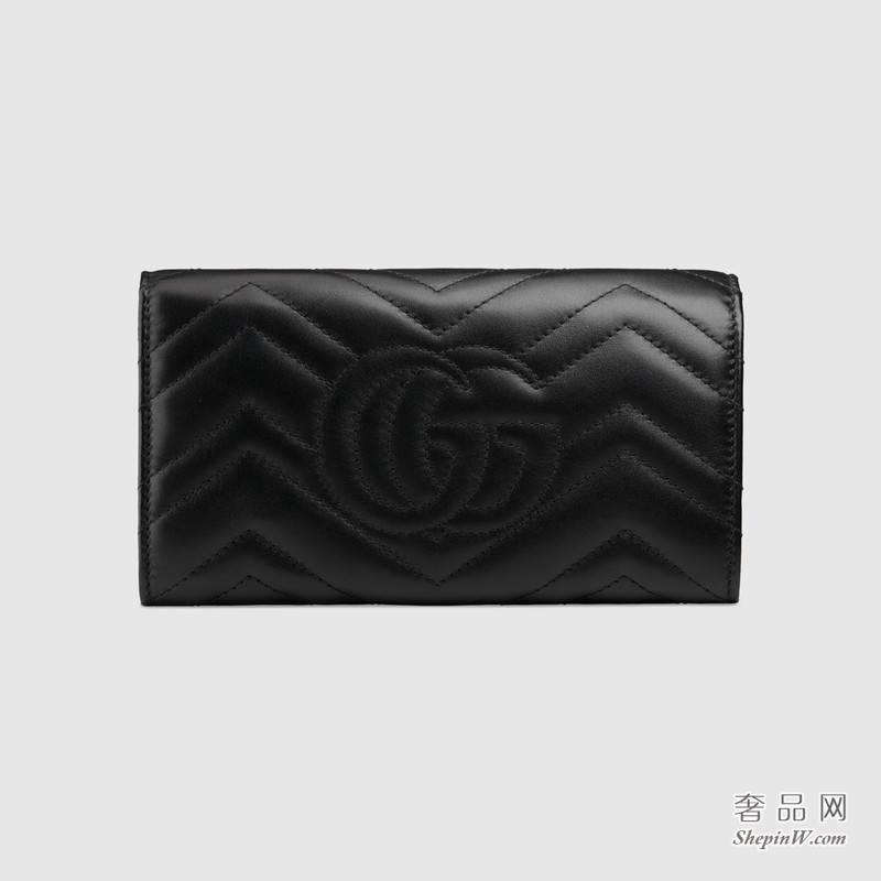 Gucci GG Marmont动物造型古铜色铆钉长款皮夹 443436