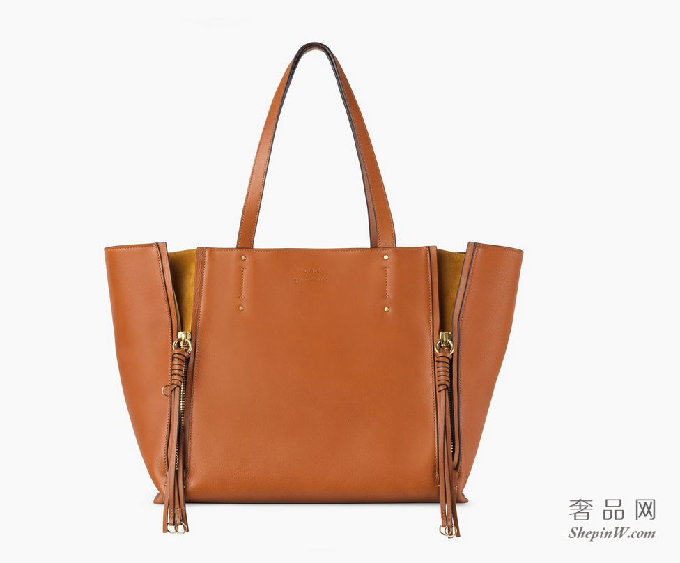 Chloé Milo中号购物包 caramel光滑小牛皮和麂皮小牛皮手提包