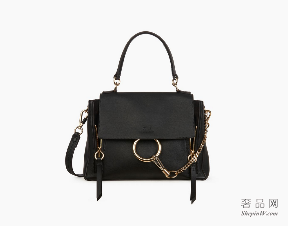 Chloé 小号Faye日用手袋 black小牛皮和麂皮小牛皮斜挎手提包