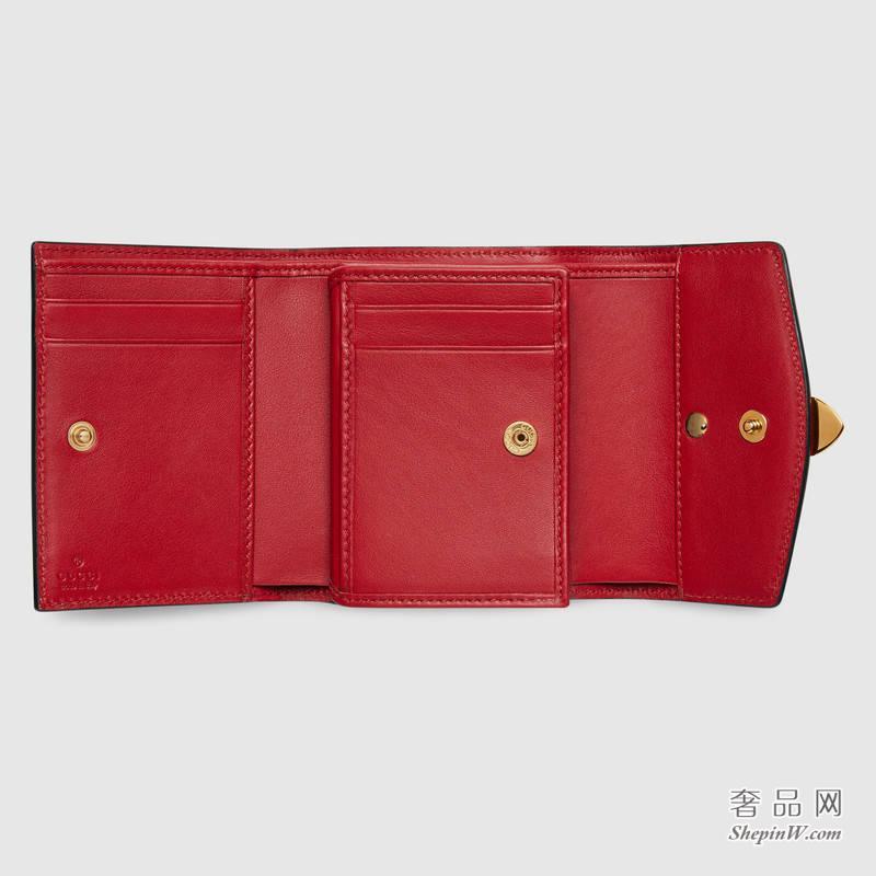 gucci Sylvie芙蓉红真皮皮夹 476081 CWLSG 6473