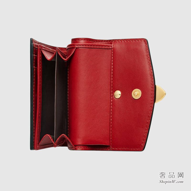 gucci Sylvie芙蓉红真皮皮夹 476081 CWLSG 6473