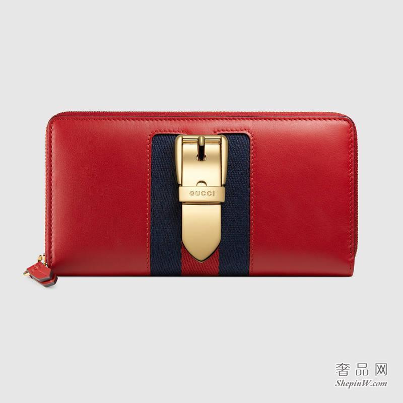 gucci Sylvie真皮全拉链式皮夹 476083 CWLSG 6473