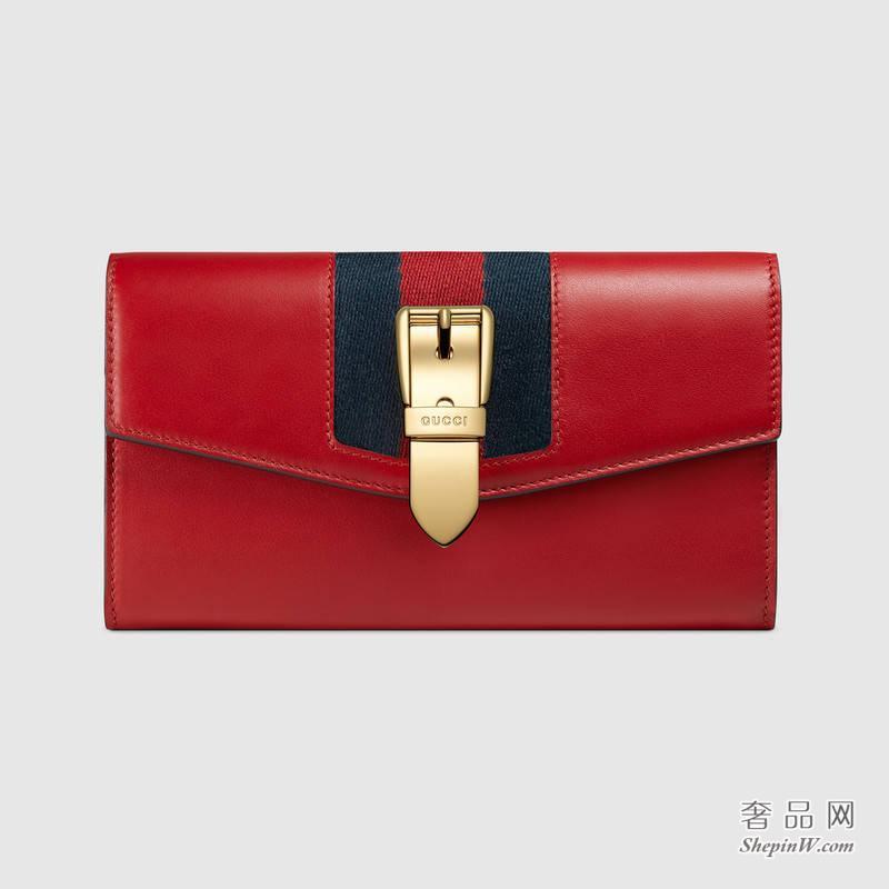 gucci Sylvie真皮长款皮夹 476084 CWLSG 6473