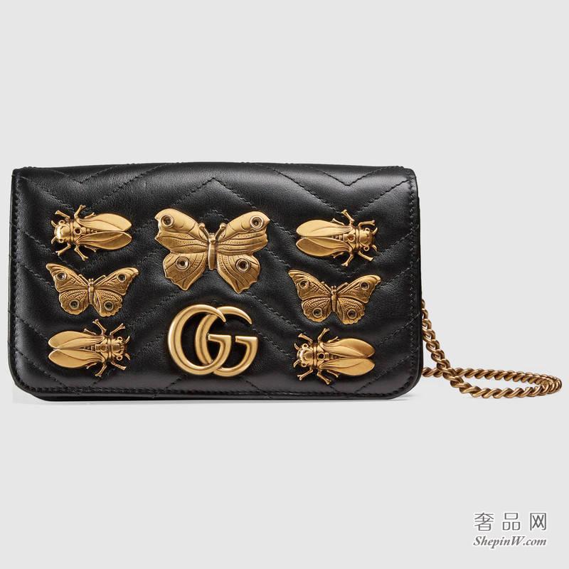 gucci GG Marmont动物造型铆钉迷你手袋 488426 D8GZT 1000