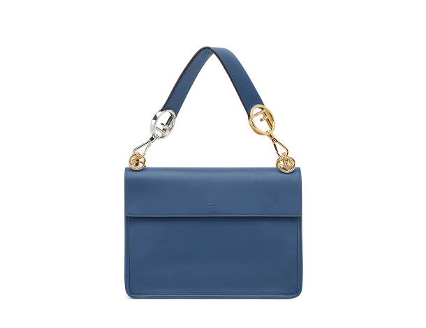 Fendi KAN I LOGO手袋中号 深蓝色皮革