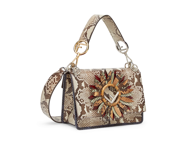 芬迪Fendi 白色蟒蛇皮KAN I LOGO手袋中号