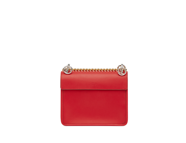 Fendi KAN I LOGO红色皮革手袋 中号MINI