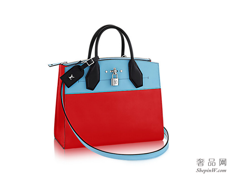 louis vuitton  City Steamer 中号手袋 M43027 红拼蓝