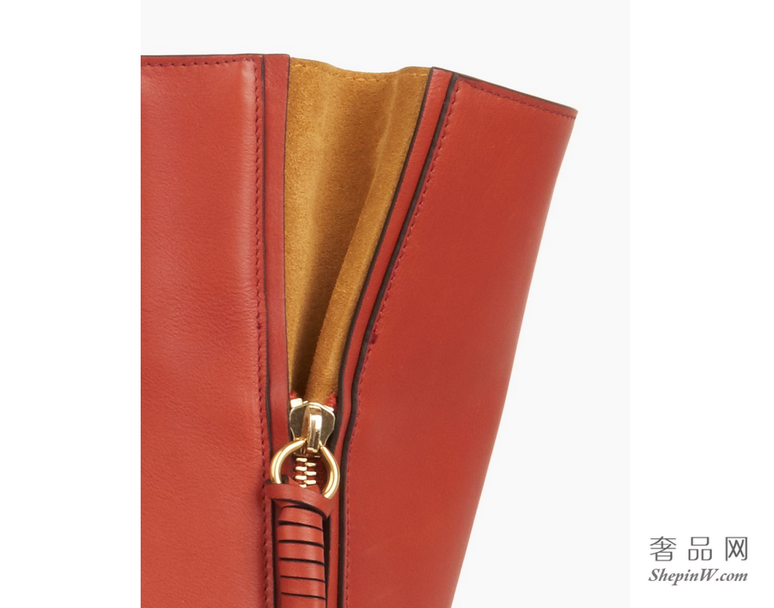 Chloé Milo中号购物包 terracotta red光滑小牛皮和麂皮小牛皮肩背包