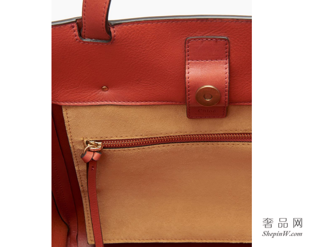 Chloé Milo中号购物包 terracotta red光滑小牛皮和麂皮小牛皮肩背包