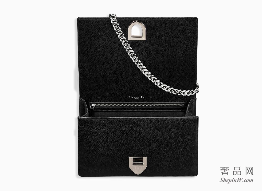 迪奥dior “Diorama”黑色Archicannage藤格纹图案粒面触感小牛皮翻盖式手提包