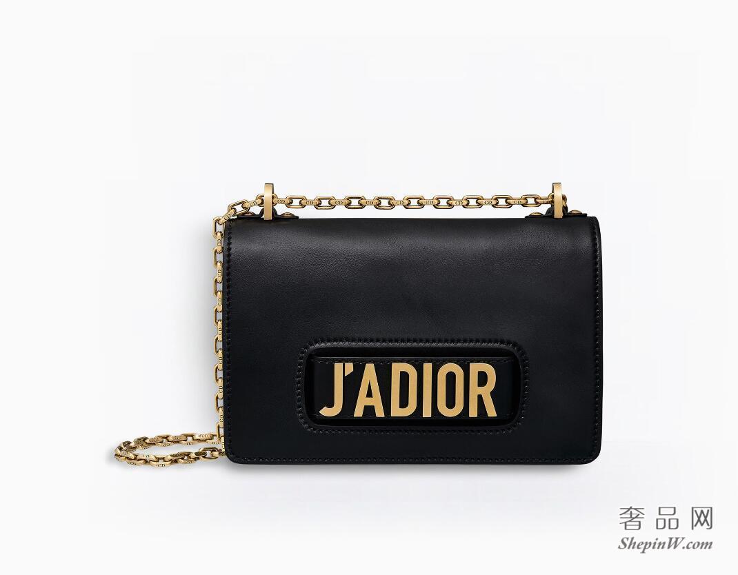 Dior J'ADIOR黑色小牛皮翻盖式肩背或斜挎 手提包