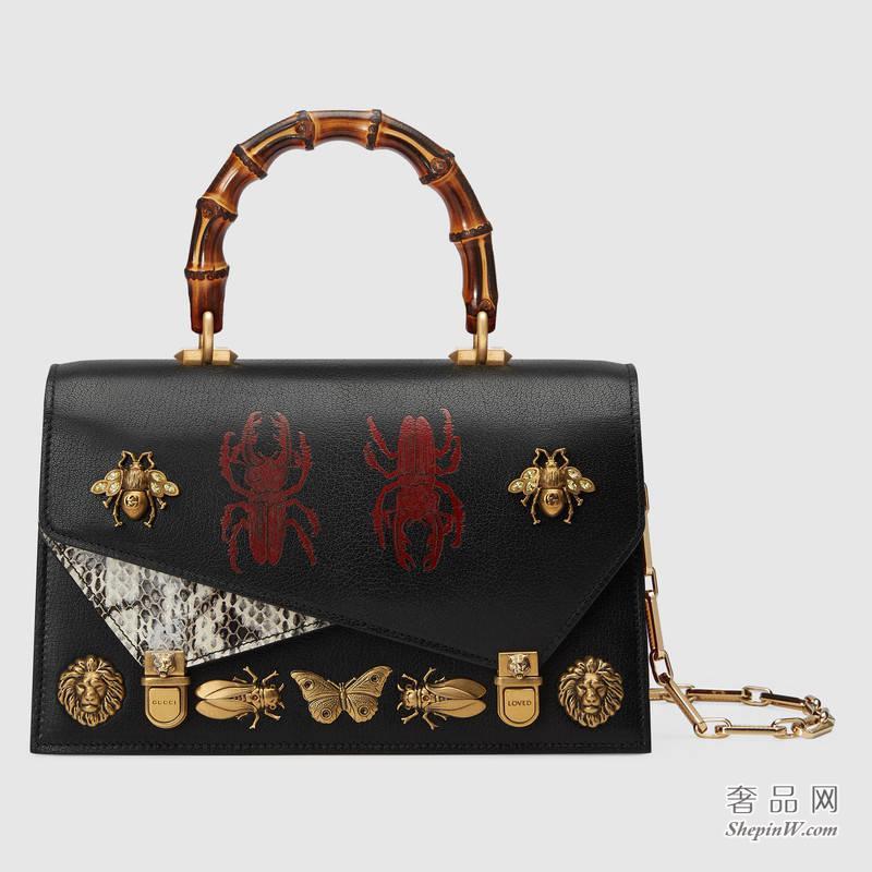 Ottilia系列小号皮革手提包 镌刻“GUCCI”488715 DZFMX 8239