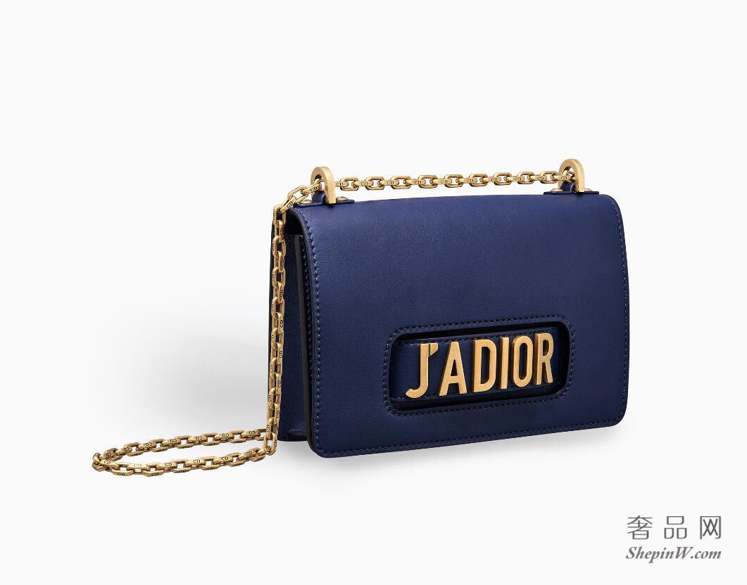 Dior J'adior靛蓝色光滑小牛皮翻盖式 肩背或斜挎 手提包