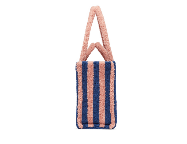 芬迪Fendi钴蓝色和粉红色条纹双色羊皮大型手提袋 TOTE手袋