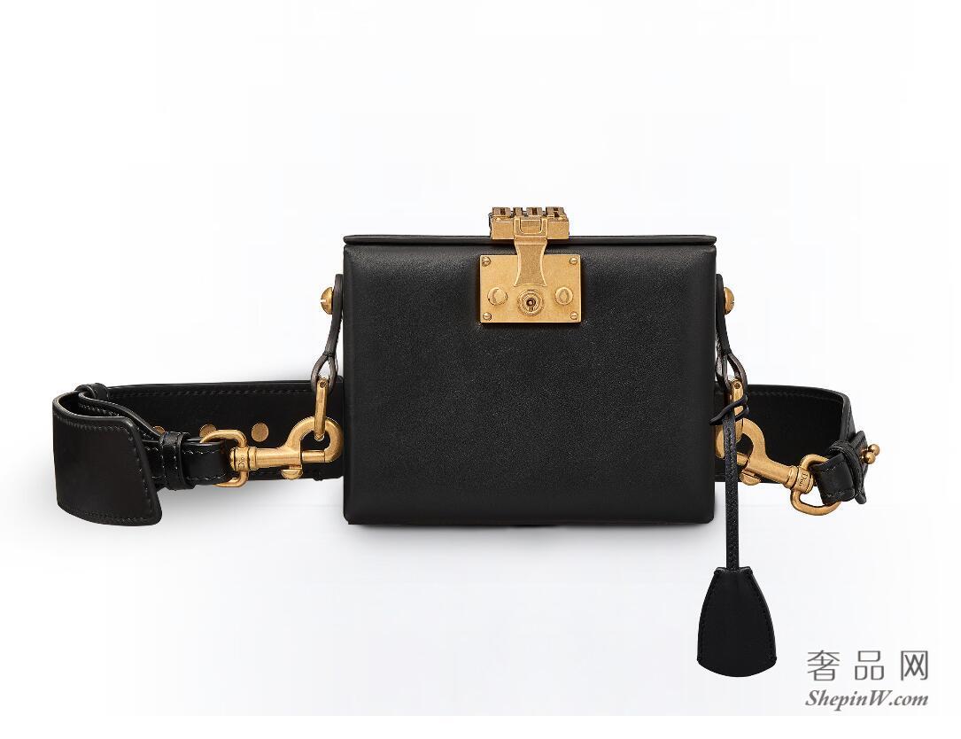 迪奥“Dioraddict”黑色光滑小牛皮盒式小手提包