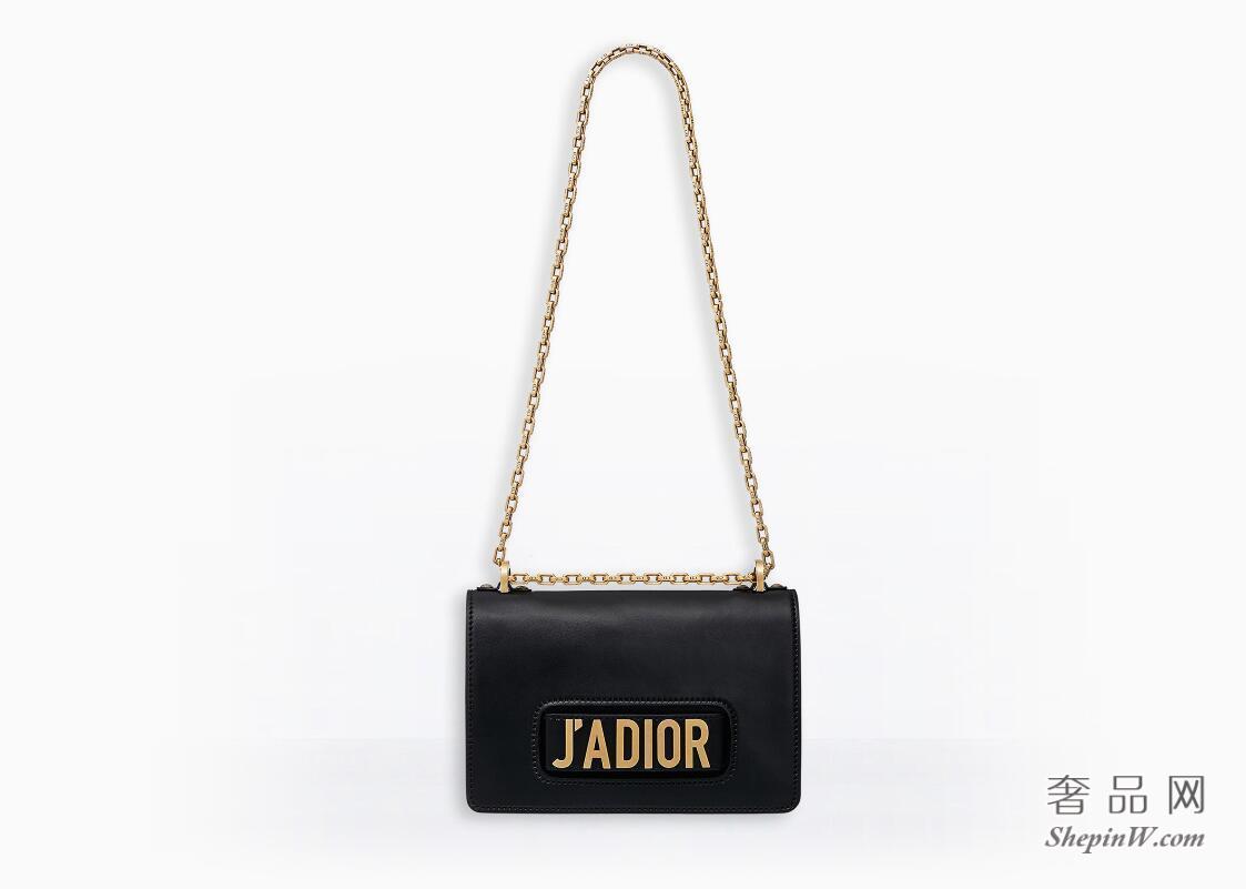 Dior J'ADIOR黑色小牛皮翻盖式肩背或斜挎 手提包