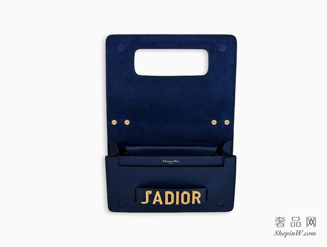 Dior J'adior靛蓝色光滑小牛皮翻盖式 肩背或斜挎 手提包